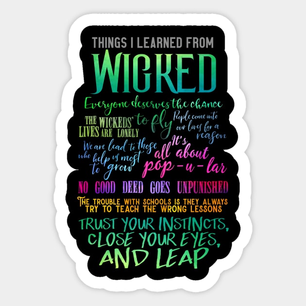 Things I Learned From Wicked Sticker by TheatreThoughts